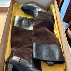 Tod's Two-Tone Leather and Suede Heeled Boots
